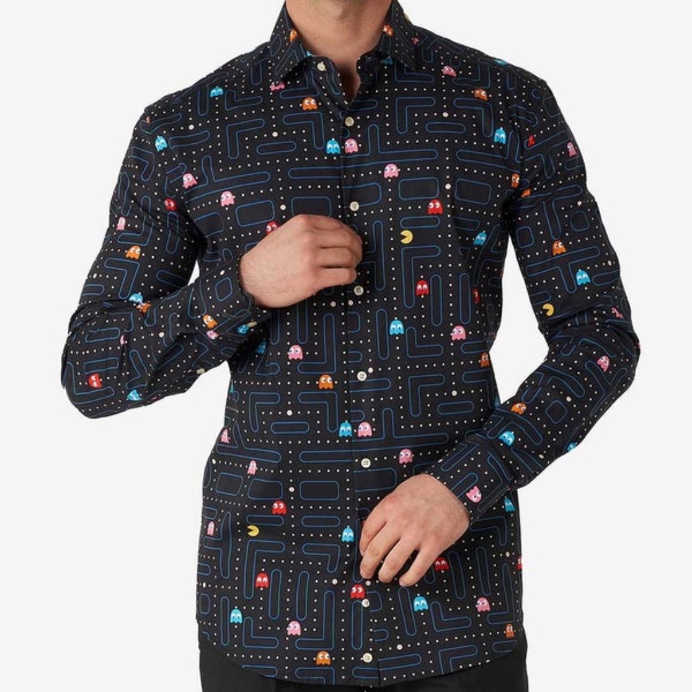 OppoSuits Pac-Man Long Sleeve Shirt size XL Cotton Blend NWT